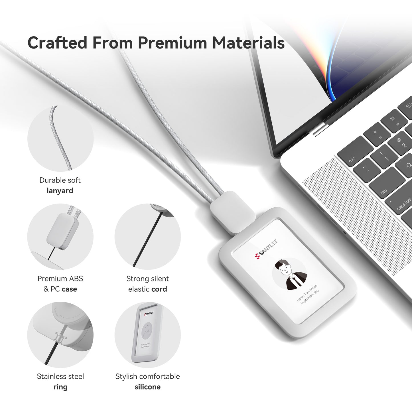 SANTLET Gray Vertical ID Badge