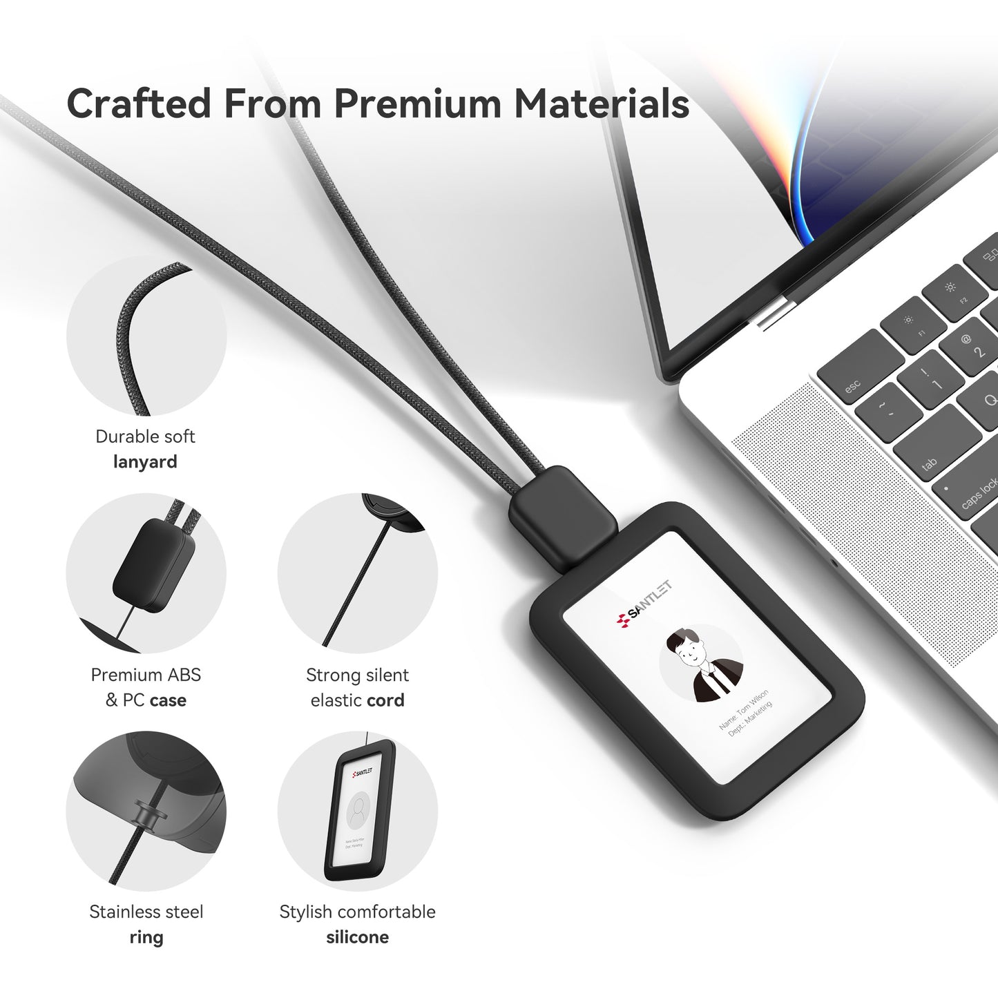 SANTLET Black Vertical ID Badge