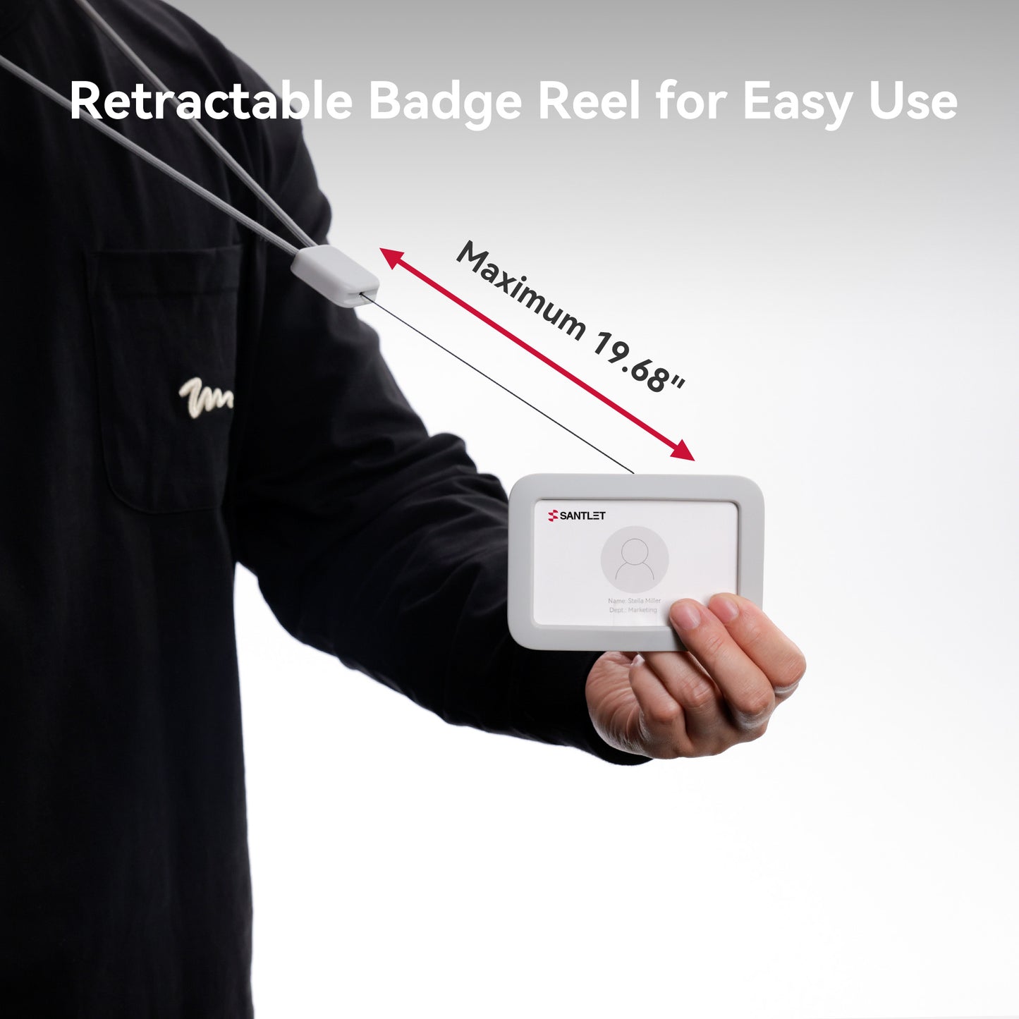 SANTLET Gray Horizontal ID Badge