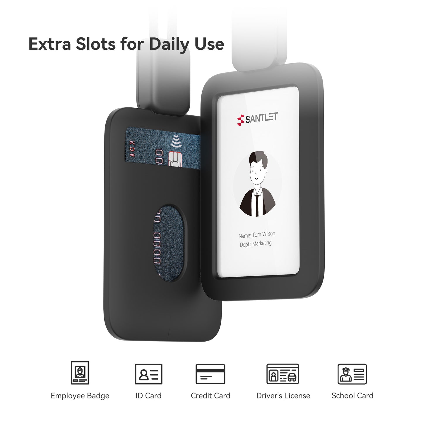 SANTLET Black Vertical ID Badge