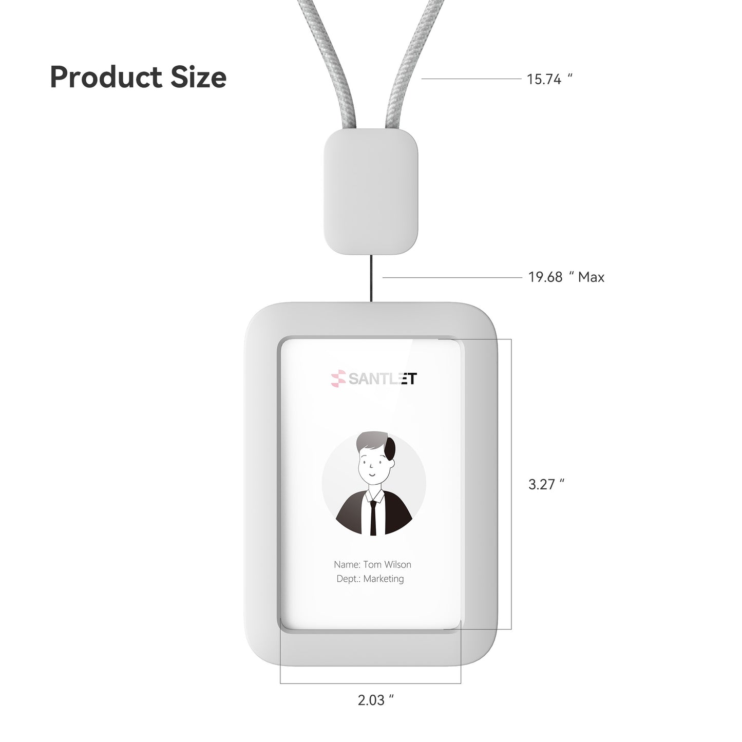 SANTLET Gray Vertical ID Badge