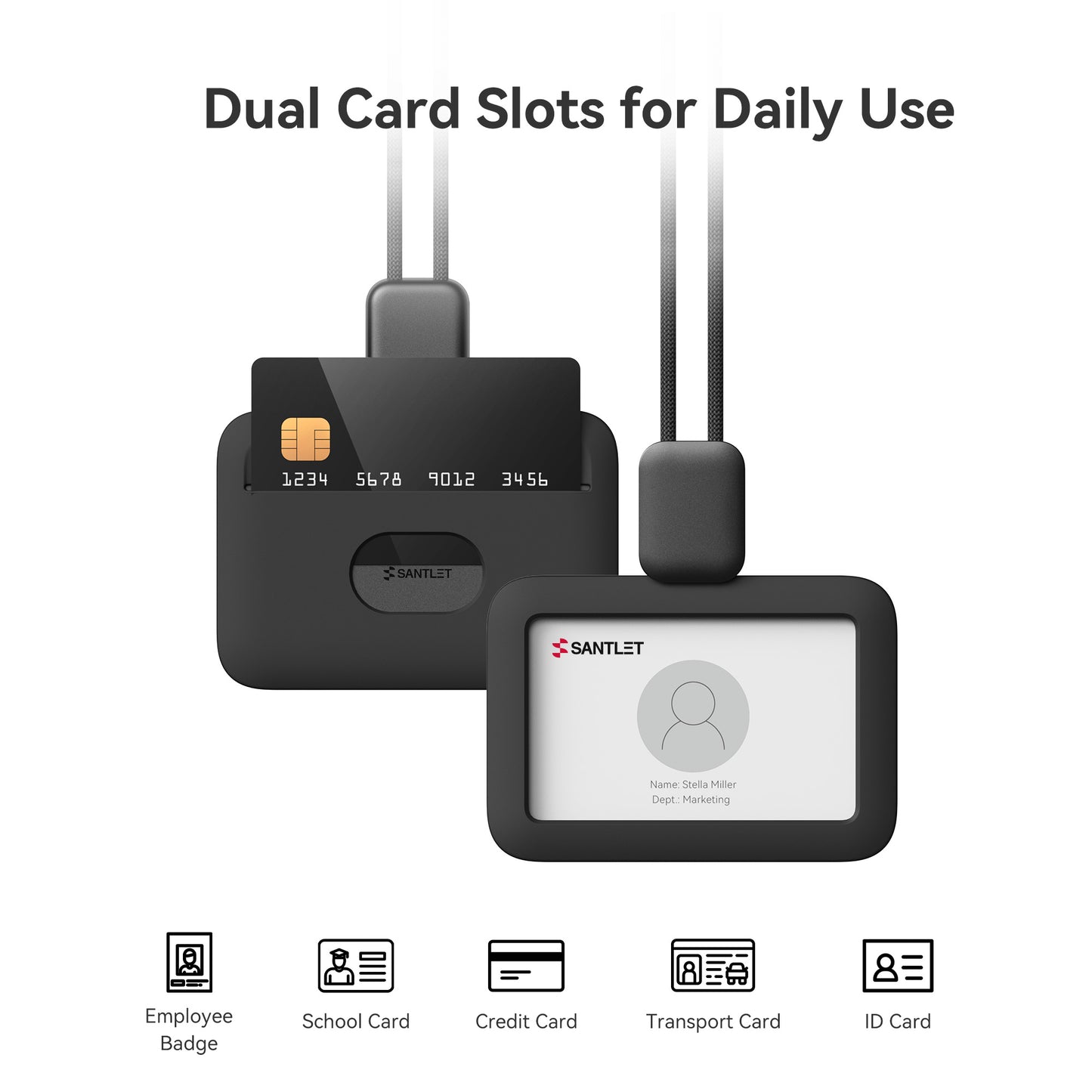 SANTLET Black Horizontal ID Badge