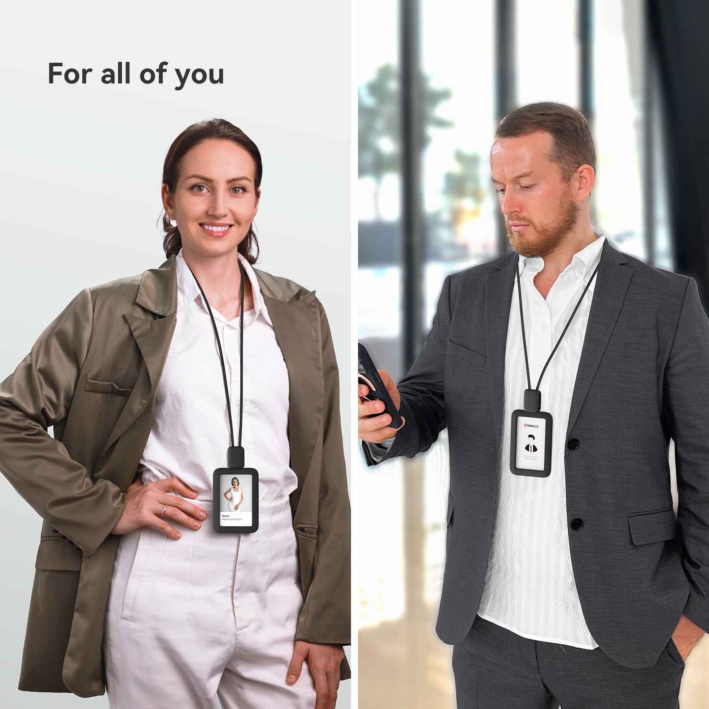 SANTLET Black Vertical ID Badge