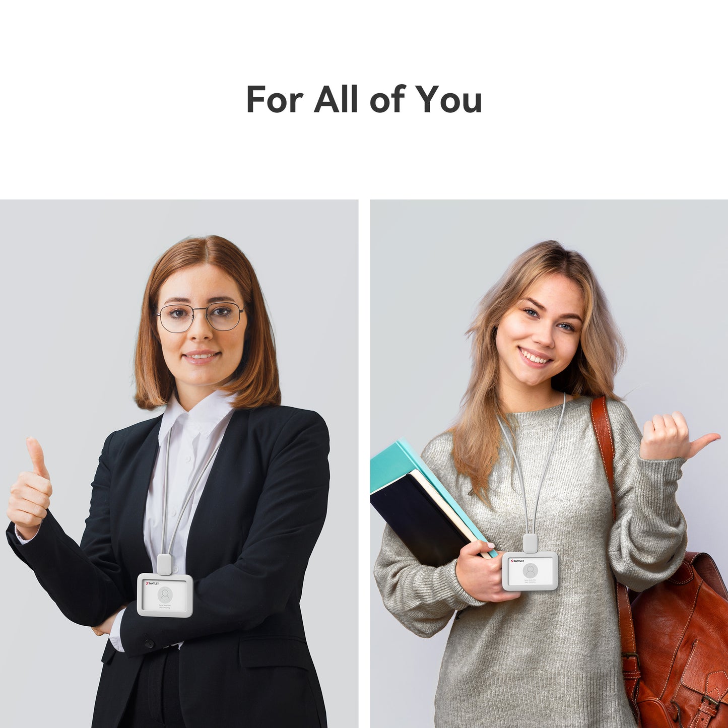 SANTLET Gray Horizontal ID Badge