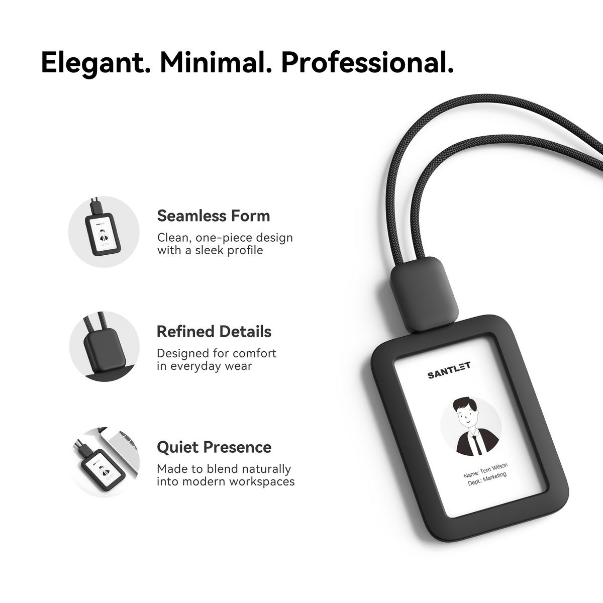 SANTLET Black Lanyards ID Card Badge Holder