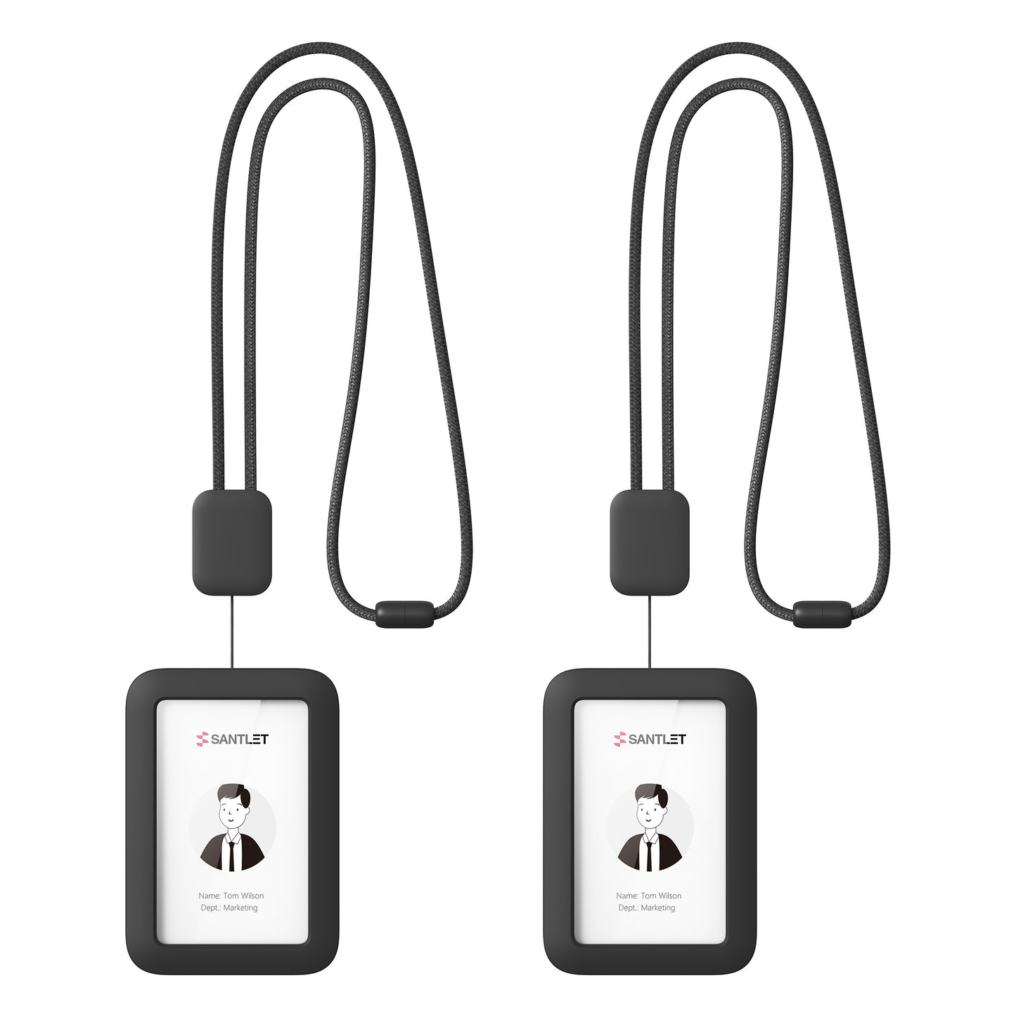 SANTLET Black Horizontal ID Badge 2 Pack