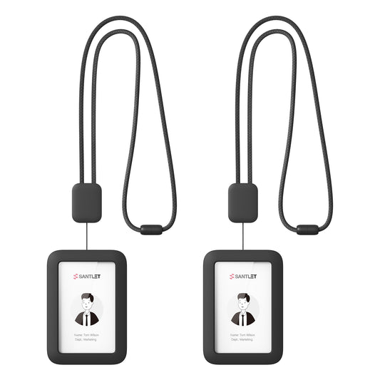 SANTLET Black Horizontal ID Badge 2 Pack