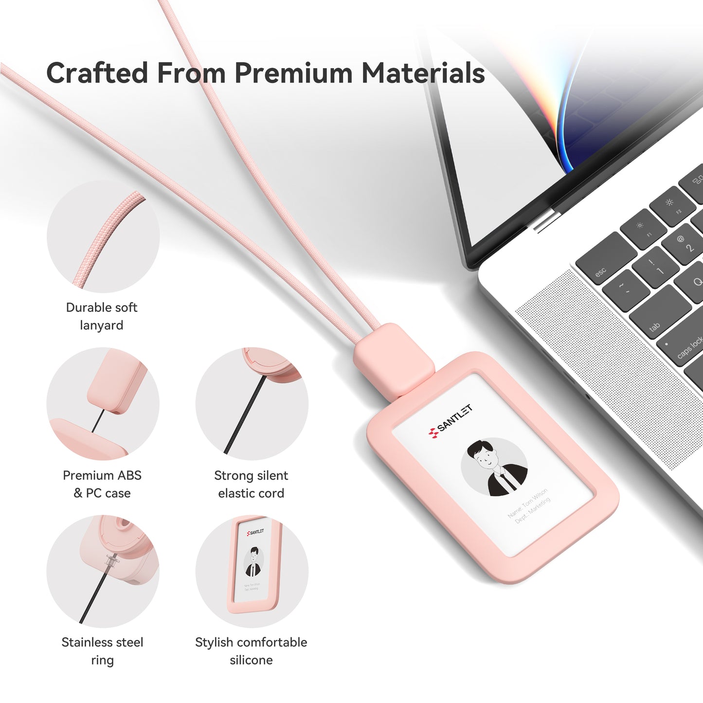 SANTLET Pink Vertical ID Badge