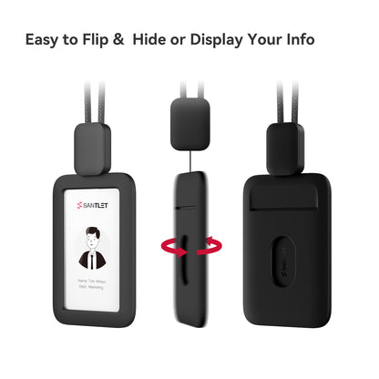 SANTLET Black Horizontal ID Badge 2 Pack