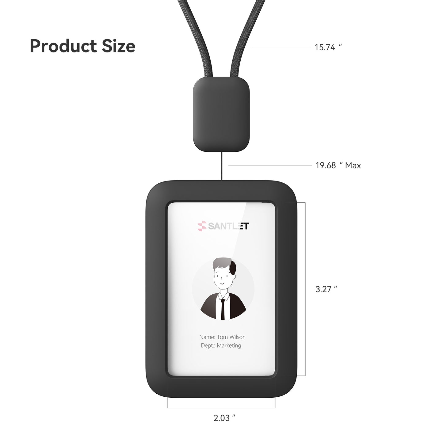 SANTLET Black Horizontal ID Badge 2 Pack