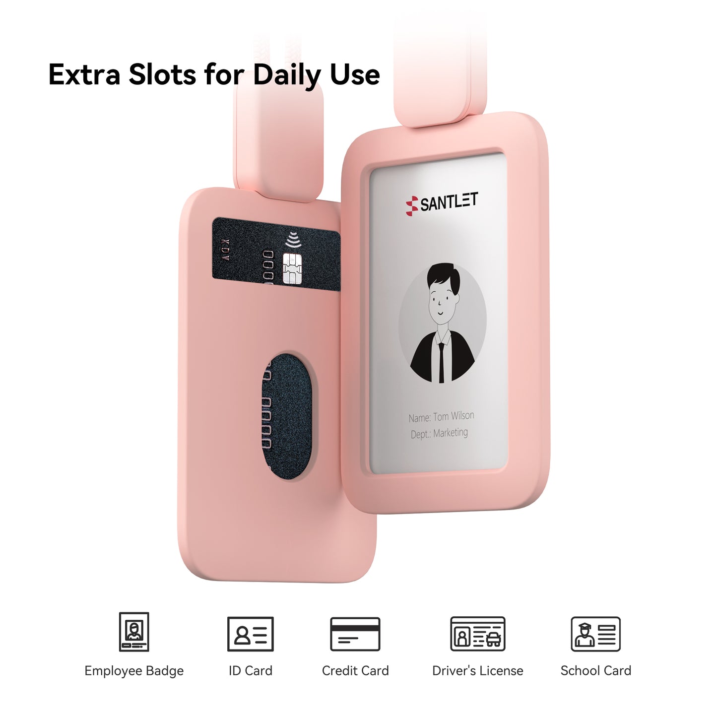 SANTLET Pink Vertical ID Badge