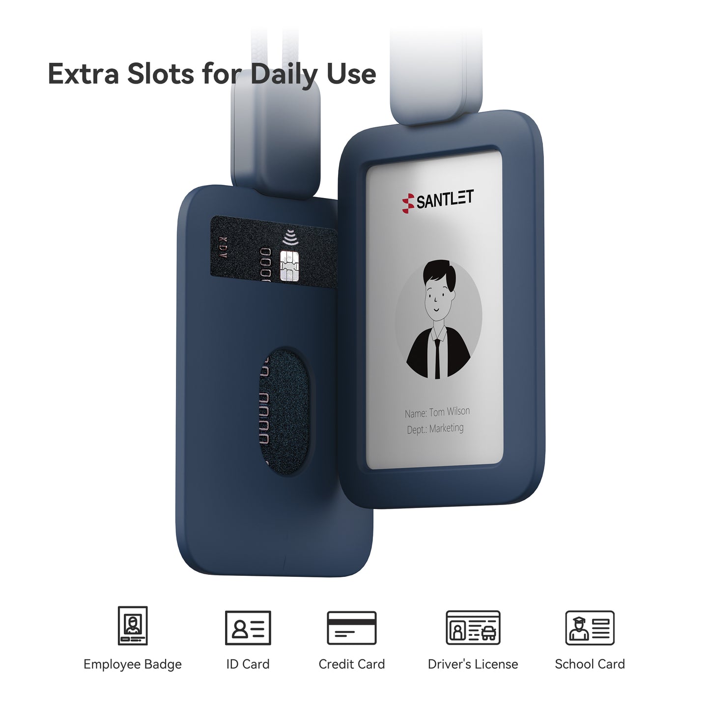 SANTLET Blue Vertical ID Badge