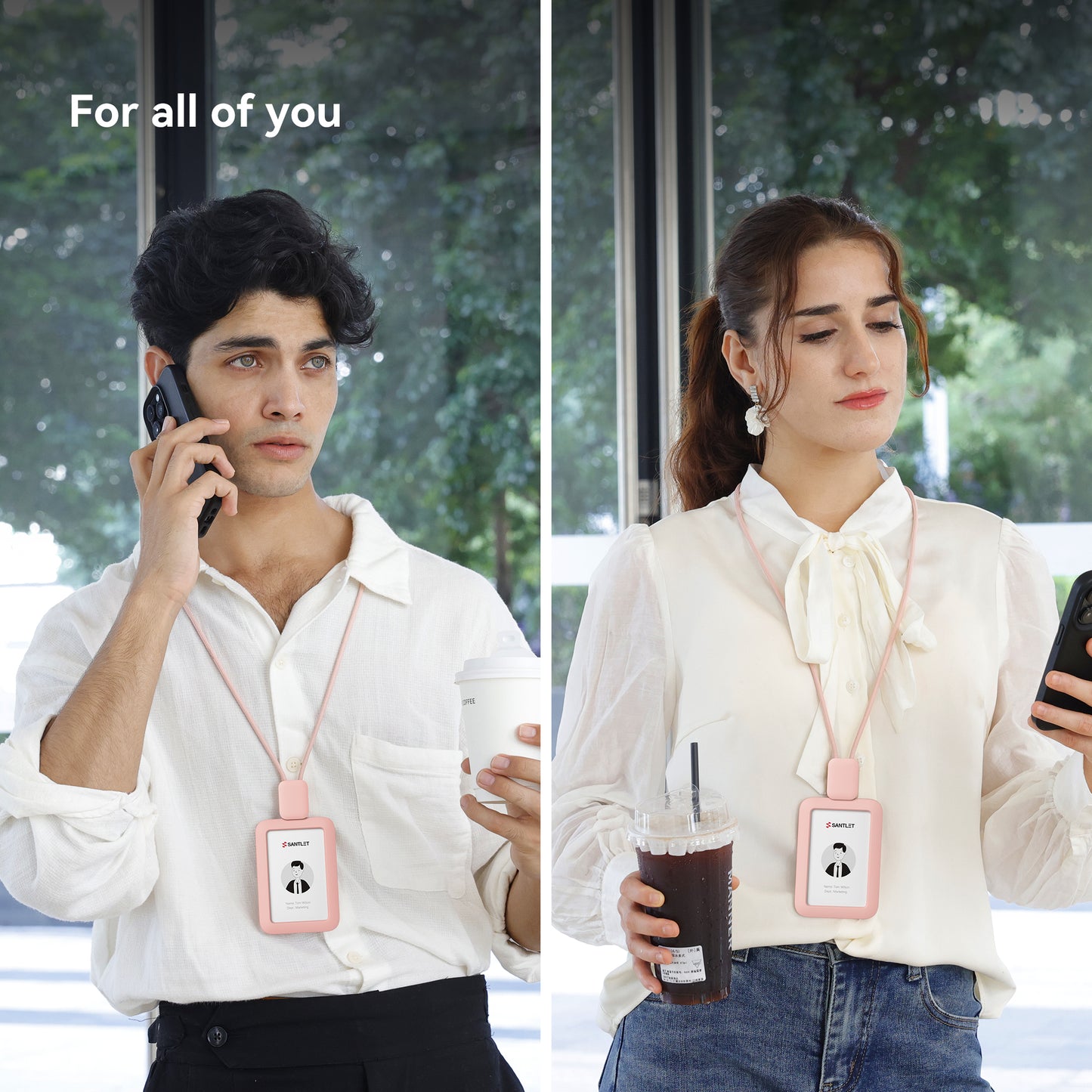 SANTLET Pink Vertical ID Badge