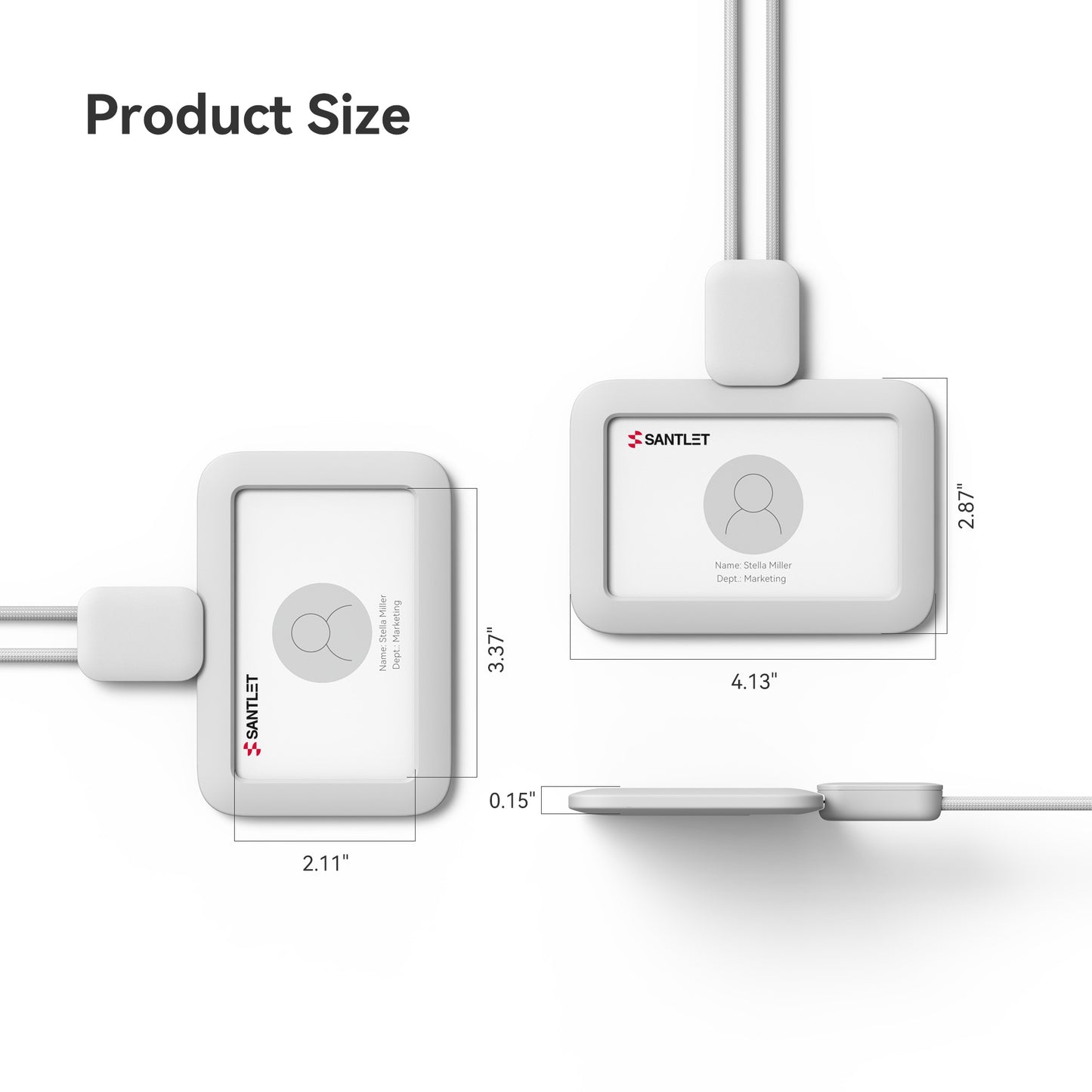 SANTLET Gray Vertical ID Badge