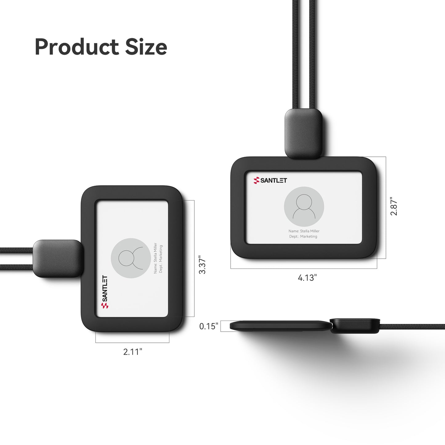 SANTLET Gray Vertical ID Badge