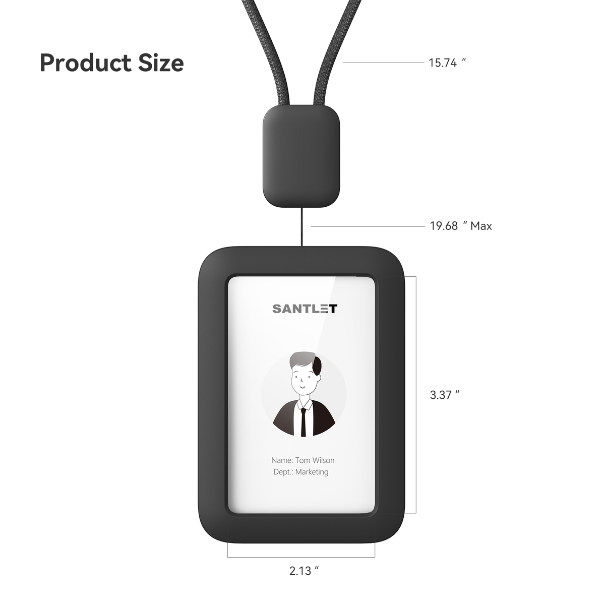 SANTLET Black Vertical ID Badge